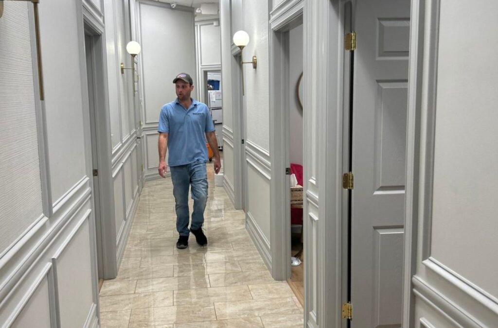 A MM Commercial Cleaning technician working on a Cleaning Company job in Grand Island, NY, showing why local businesses choose us for trusted results. Cleaning Company near me.