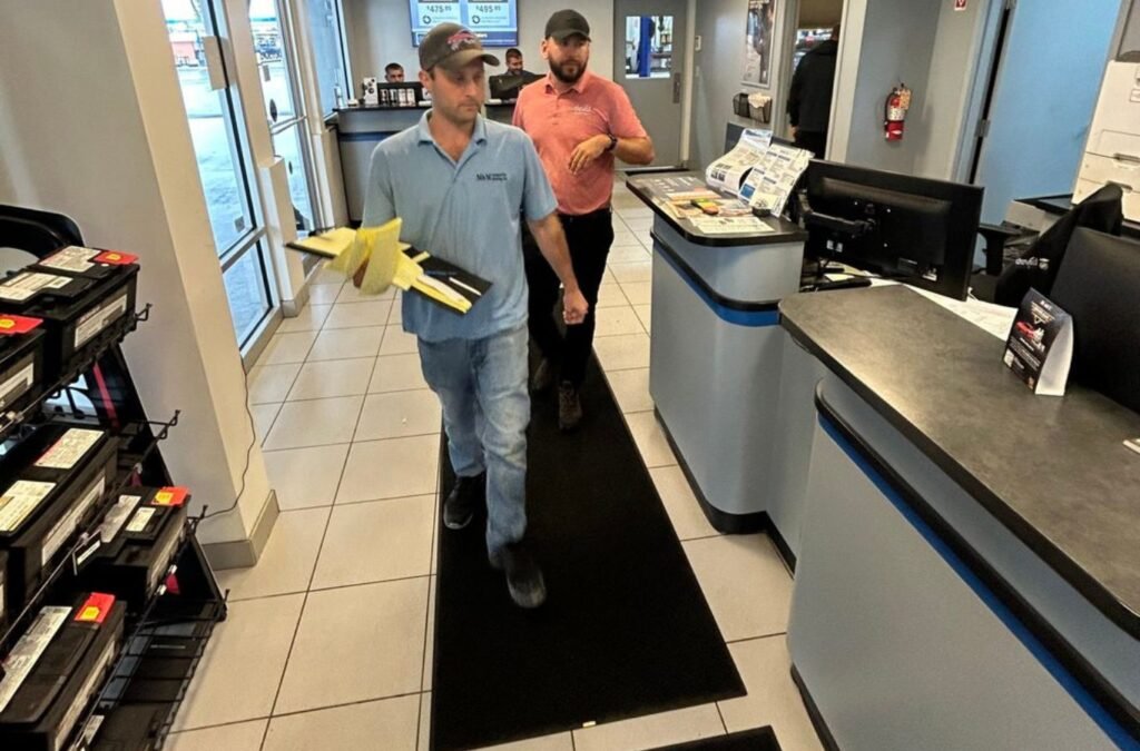 MM Commercial Cleaning technician deep cleaning carpet in Niagara, NY focusing on quality, safety, and customer satisfaction.